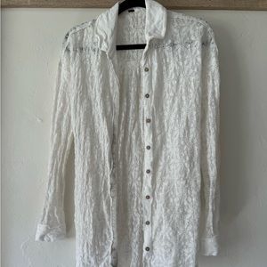Free people lace linen button shirt/cover up